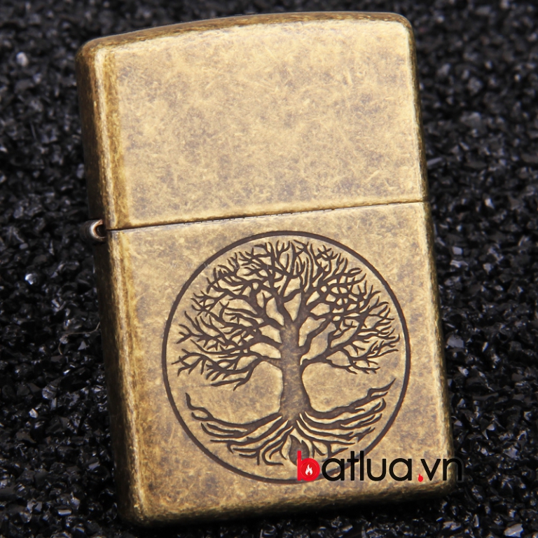 Bật lửa Zippo đồng cổ hình cây khô