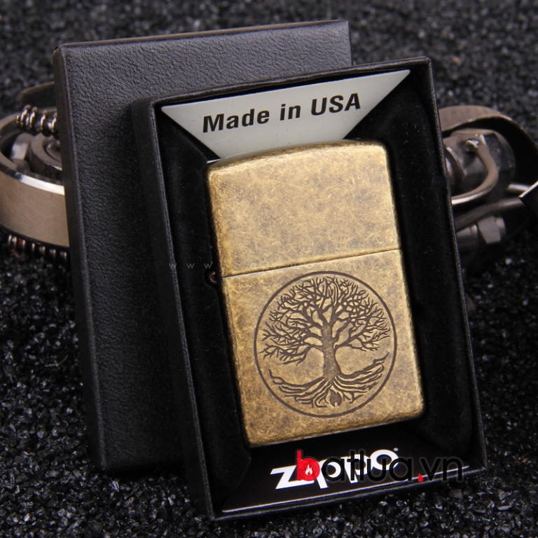 Bật lửa Zippo đồng cổ hình cây khô