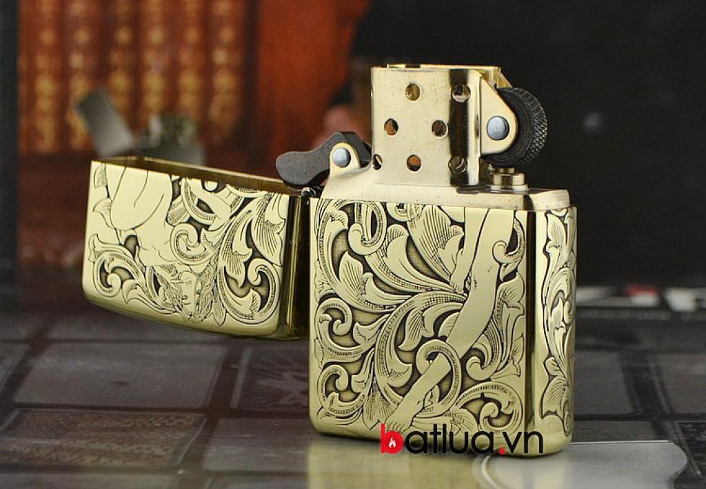 Bật lửa Zippo chính hãng đồng Armor dày khắc họa tiết cô gái