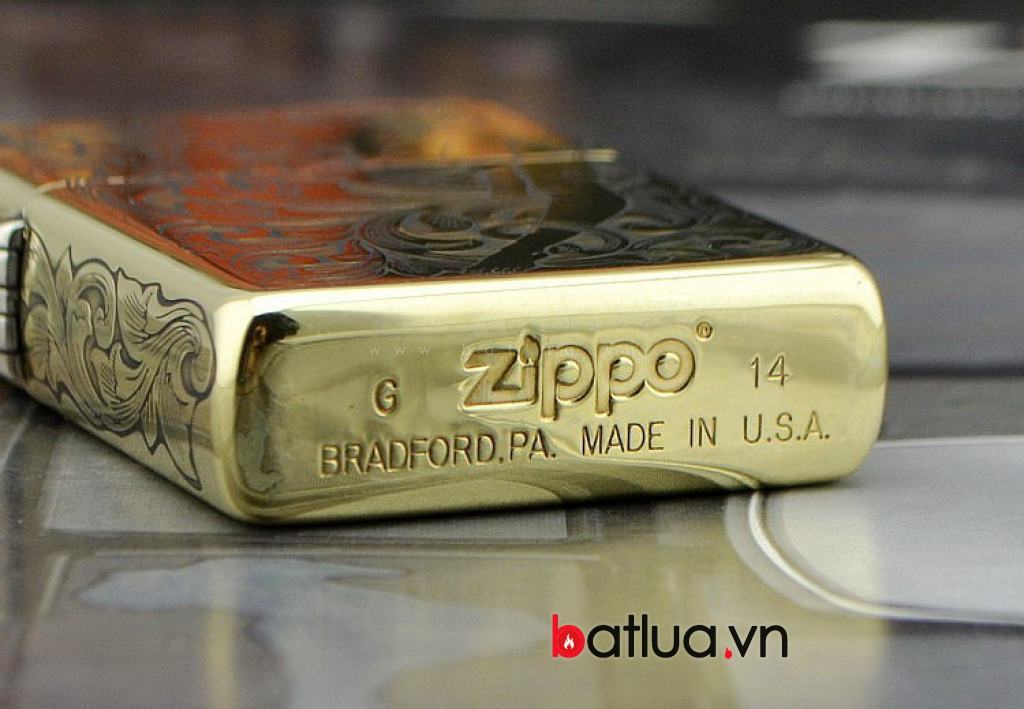 Bật lửa Zippo chính hãng đồng Armor dày khắc họa tiết cô gái
