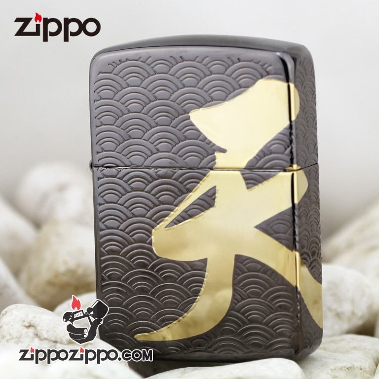 Bật lửa Zippo Nhật kiểu dáng mặt đá khắc chữ