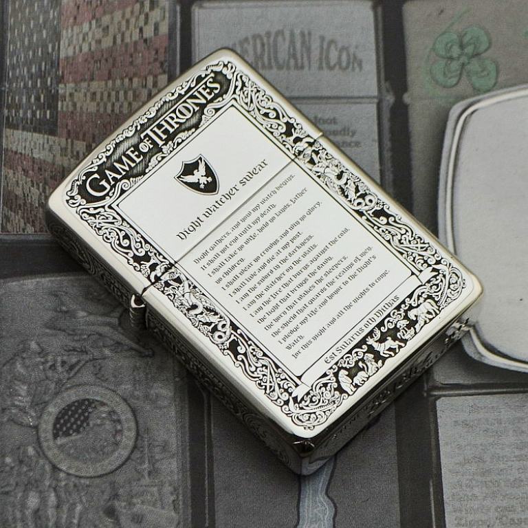 Bật lửa Zippo Bạc nguyên khối Game of Thrones New