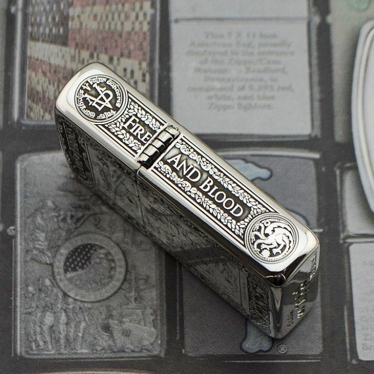 Bật lửa Zippo Bạc nguyên khối Game of Thrones New