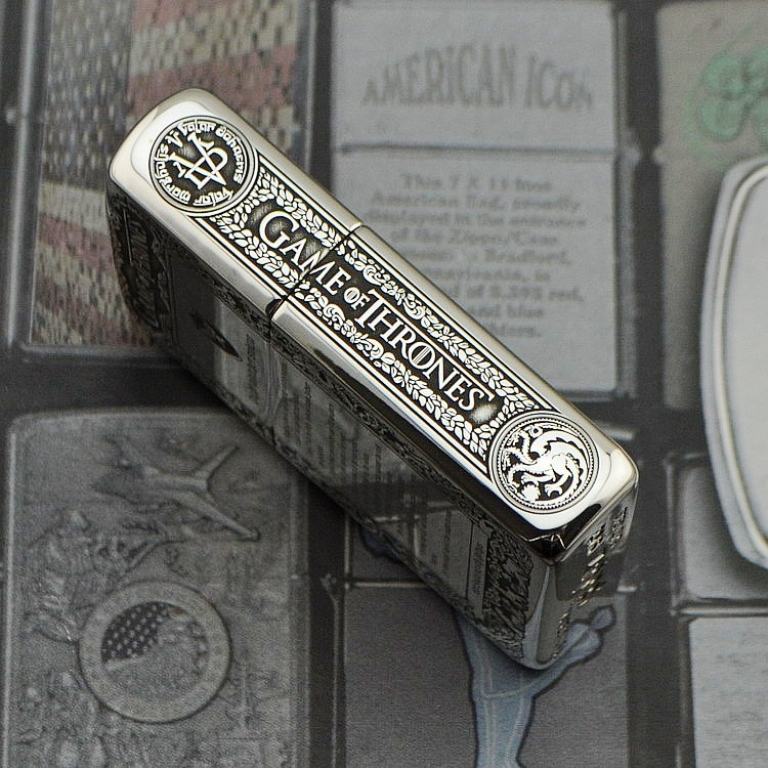 Bật lửa Zippo Bạc nguyên khối Game of Thrones New
