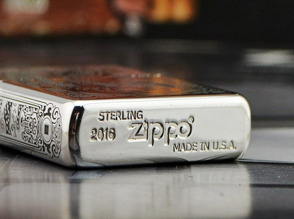 Bật lửa Zippo phiên bản Bạc nguyên khối khắc Tỳ Hưu