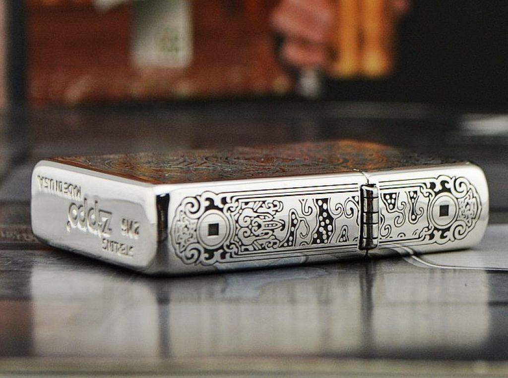 Bật lửa Zippo phiên bản Bạc nguyên khối khắc Tỳ Hưu