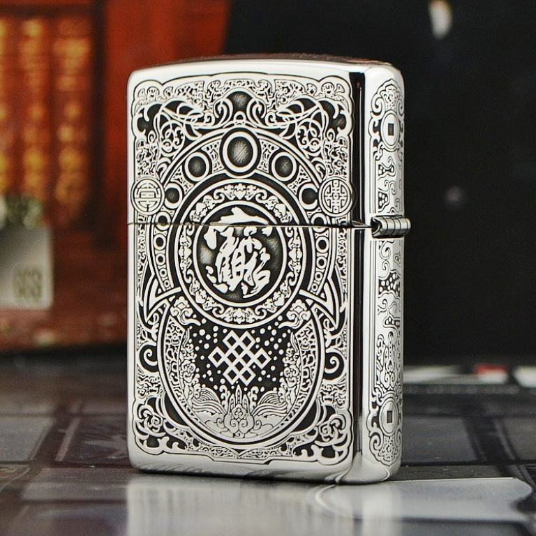 Bật lửa Zippo phiên bản Bạc nguyên khối khắc Tỳ Hưu