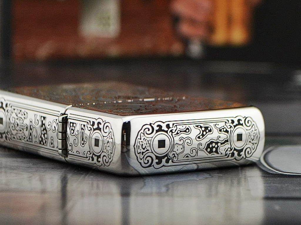 Bật lửa Zippo phiên bản Bạc nguyên khối khắc Tỳ Hưu