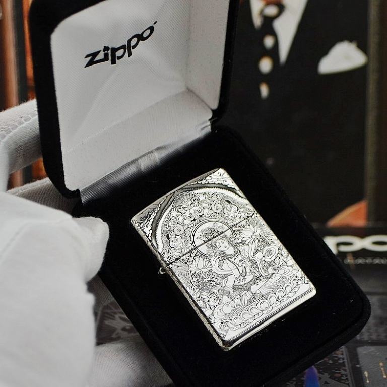 Bật lửa Zippo phiên bản Bạc nguyên khối Goddess of Mercy