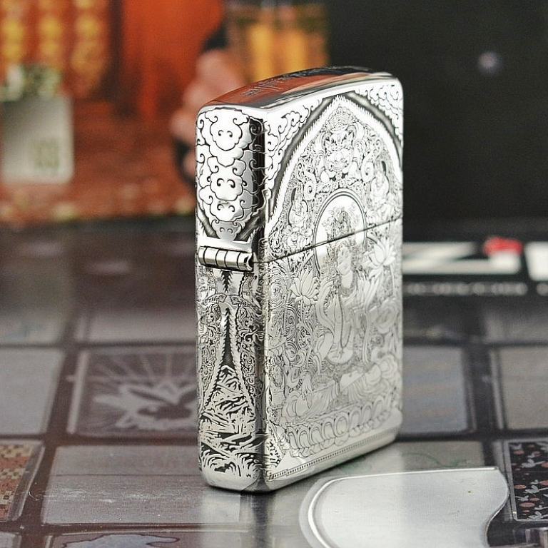 Bật lửa Zippo phiên bản Bạc nguyên khối Goddess of Mercy