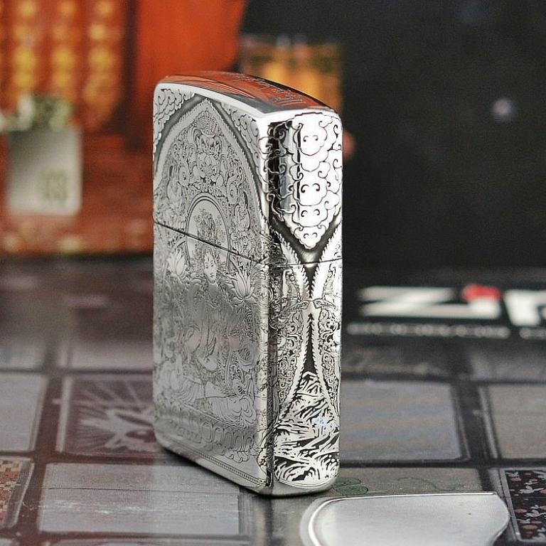 Bật lửa Zippo phiên bản Bạc nguyên khối Goddess of Mercy