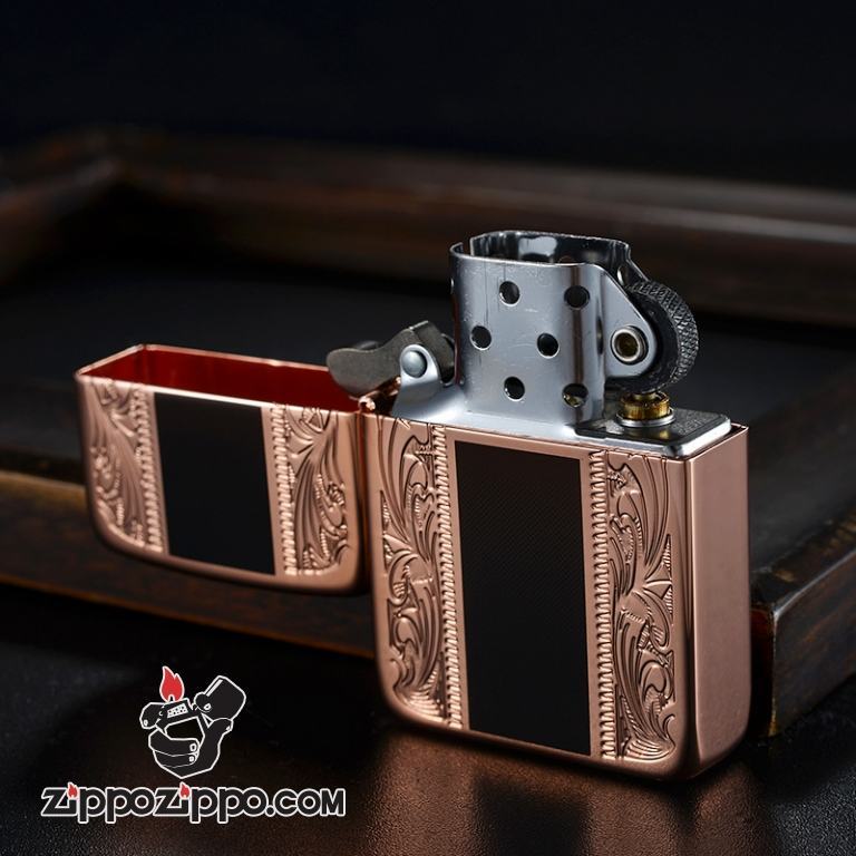 Bật lửa Zippo Đồng khắc họa tiết song song hai bên
