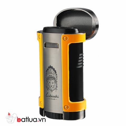 Bật lửa khò xì gà Lubinski YJA-10006 màu vàng kèm bao đựng