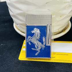 Bật lửa S.T. Dupont Ferrari Xanh Dương – Bạc Cao Cấp  -  Dupont phong cách thể thao tinh tế - Mã SP: DP0060
