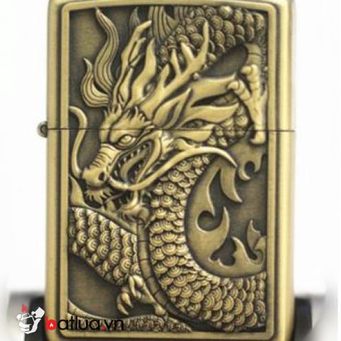 BẬT LỬA XĂNG ĐÁ IN HÌNH RỒNG CUỘN
