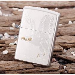 Bật lửa Zippo chính hãng 28356 trắng bạc khắc đại bàng - Mã SP: ZPC0110