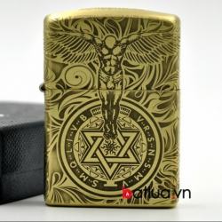 Bật lửa Zippo chính hãng đồng bản armor dày  khắc thiên thần - Mã SP:  ZPC1788-169