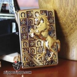Bật lửa Zippo đồng cổ khắc hình ngựa - Mã SP: ZPC0998
