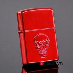 Bật lửa Zippo khắc đầu lâu đỏ nổi - Mã SP: BL10308