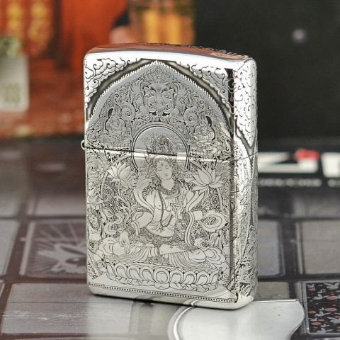 Bật lửa Zippo phiên bản Bạc nguyên khối Goddess of Mercy
