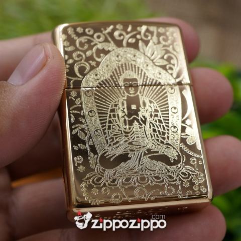 BẬT LỬA ZIPPO VỎ ĐỒNG KHẮC PHẬT