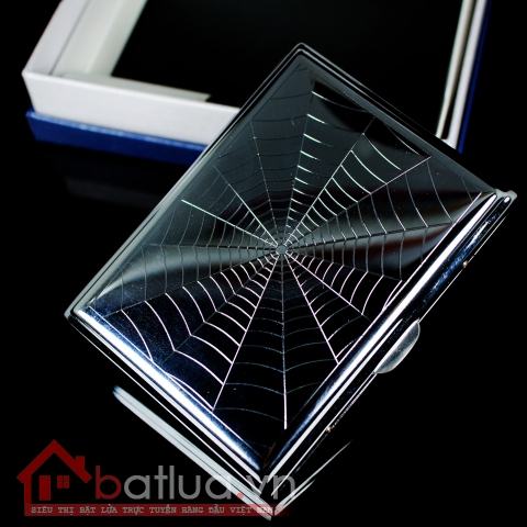 Hộp đựng thuốc lá bằng inox hình mạng nhện