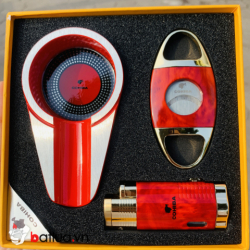 Sét Bật Lửa Gạt Tàn Xì Gà CoHiBa Chính Hãng Kiêm Đồ Cắt Bằng Thép Không Rỉ Cực Bén - Mã SP: PKXG433