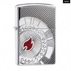 Zippo Armor khắc hình ảnh thẻ tiền trong bài Poker Ngọn lửa đỏ - Mã SP: ZPC2417