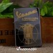 Zippo Màu Đen Bóng KHắc Xe VesPa Mạ Vàng